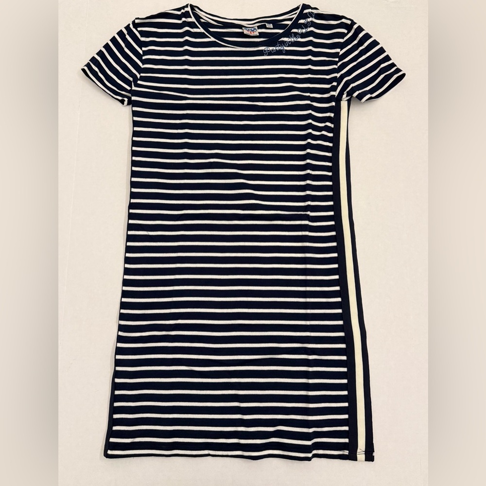 Junk Food Party in the USA Navy and White Striped Dress Size XS 100% Cotton